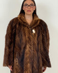Pelliccia in visone con cottone in osso N42 - cappotto lungo in visone colorazione dami buff