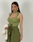 Top HINA - Top in lycra con coppa preformata e foulard