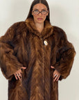 Pelliccia in visone con cottone in osso N42 - cappotto lungo in visone colorazione dami buff
