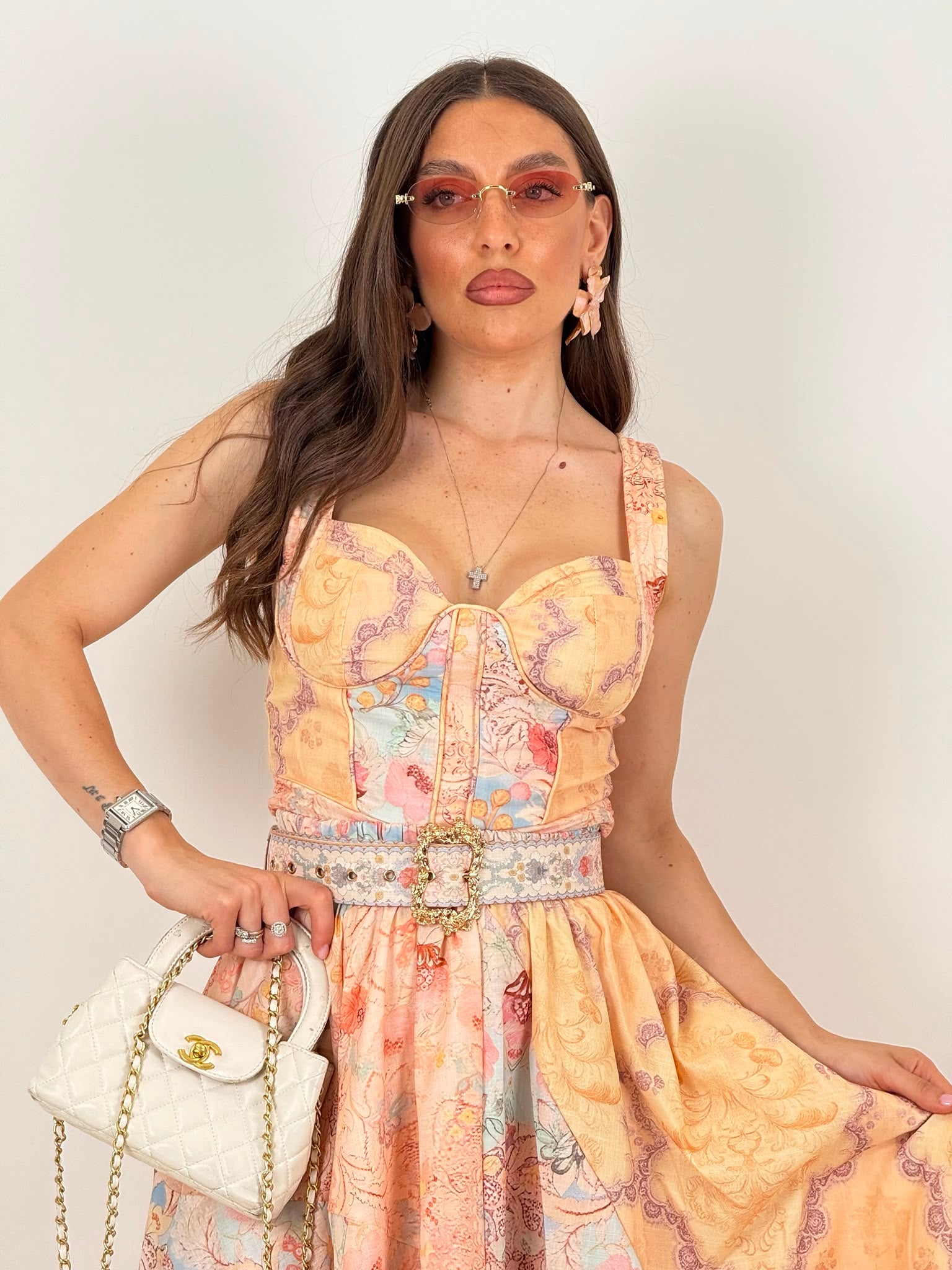 Abito SORA - abito lungo a fantasia con cintura in vita COLLEZIONE CHIC