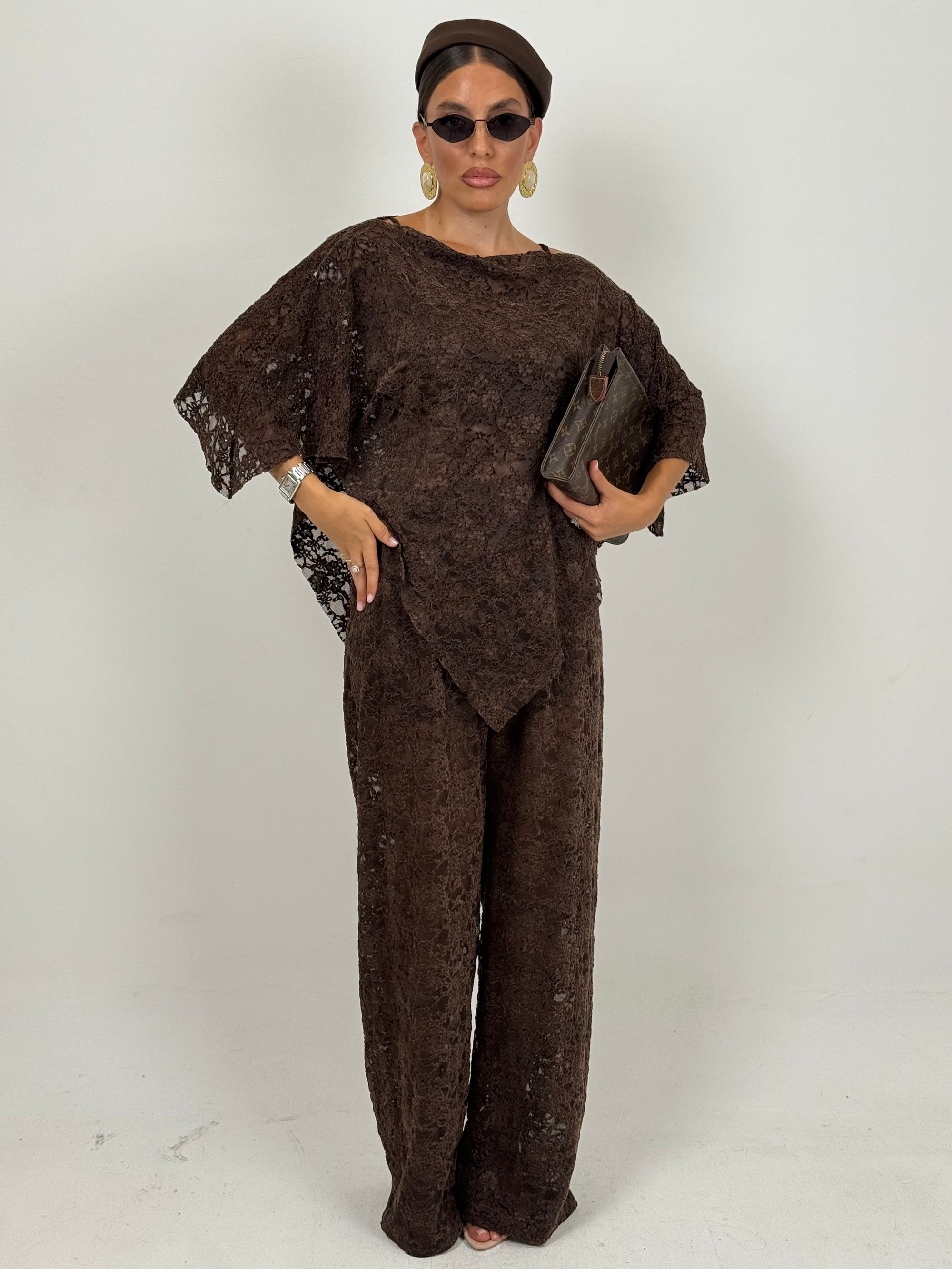 Completo HAILY - Cordset in pizzo blusa particolare e pantalone palazzo