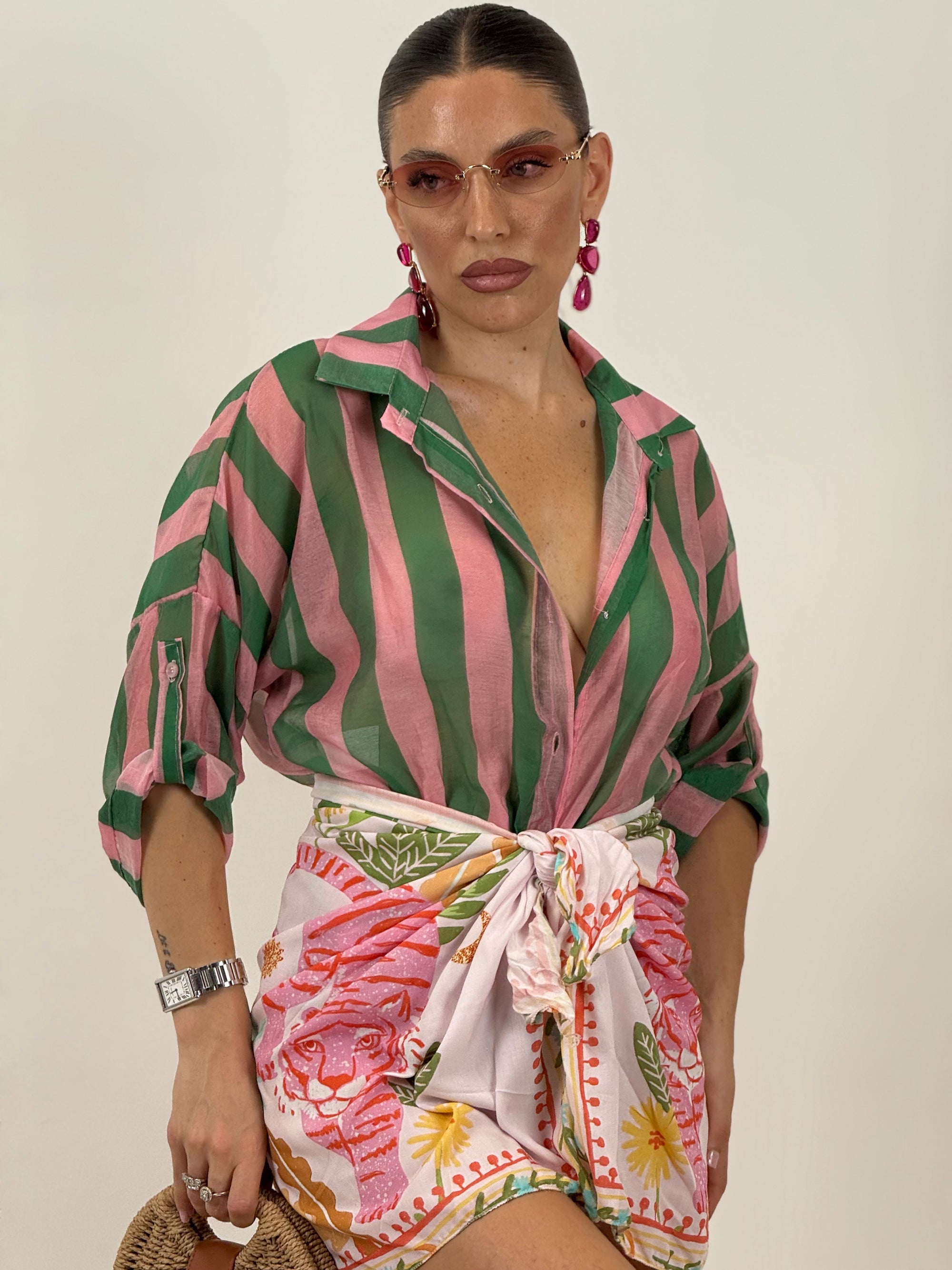Camicia verde&amp;rosa