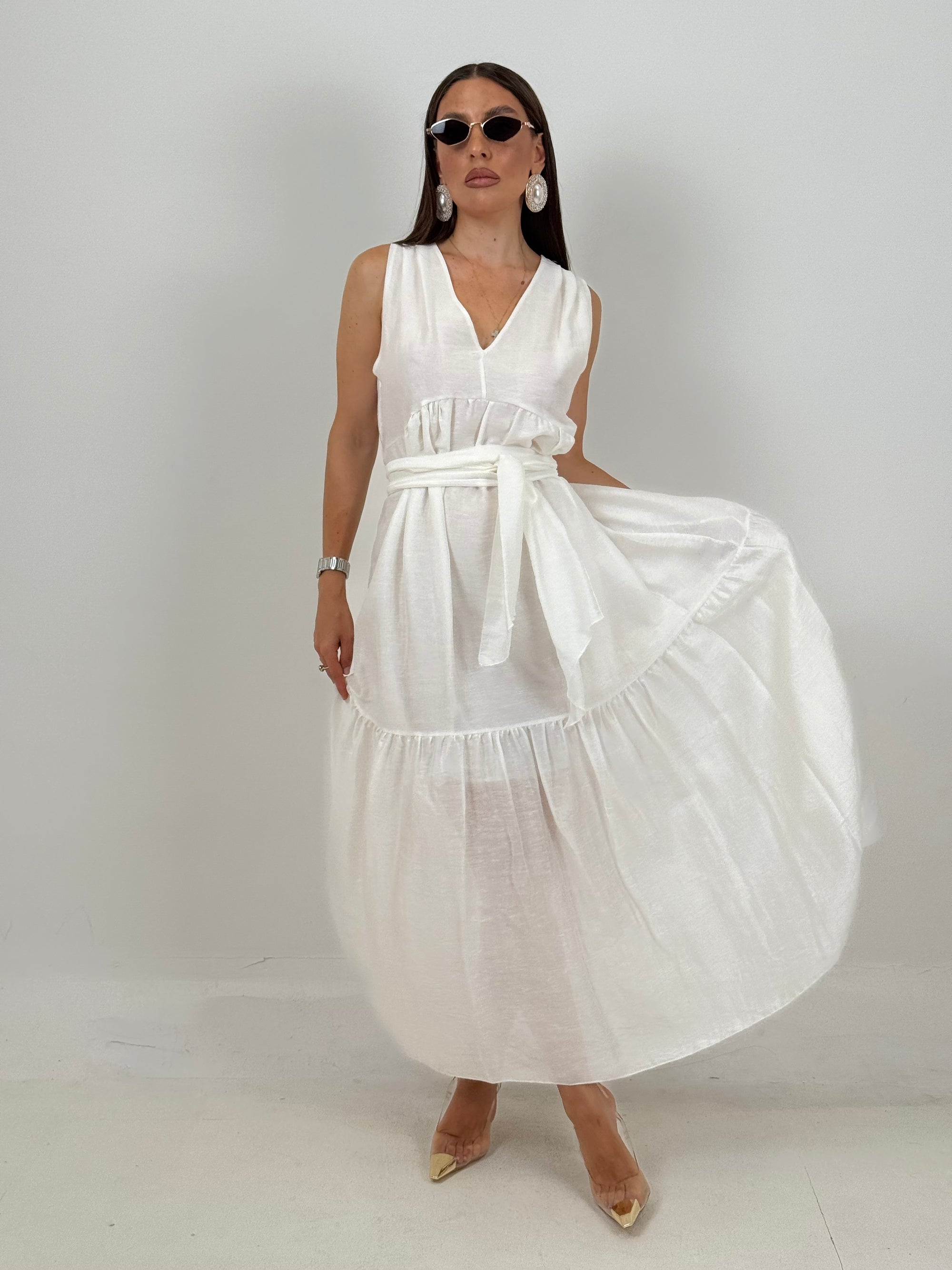Abito IMMAGINATION - abito lungo in organza con cintura in vita