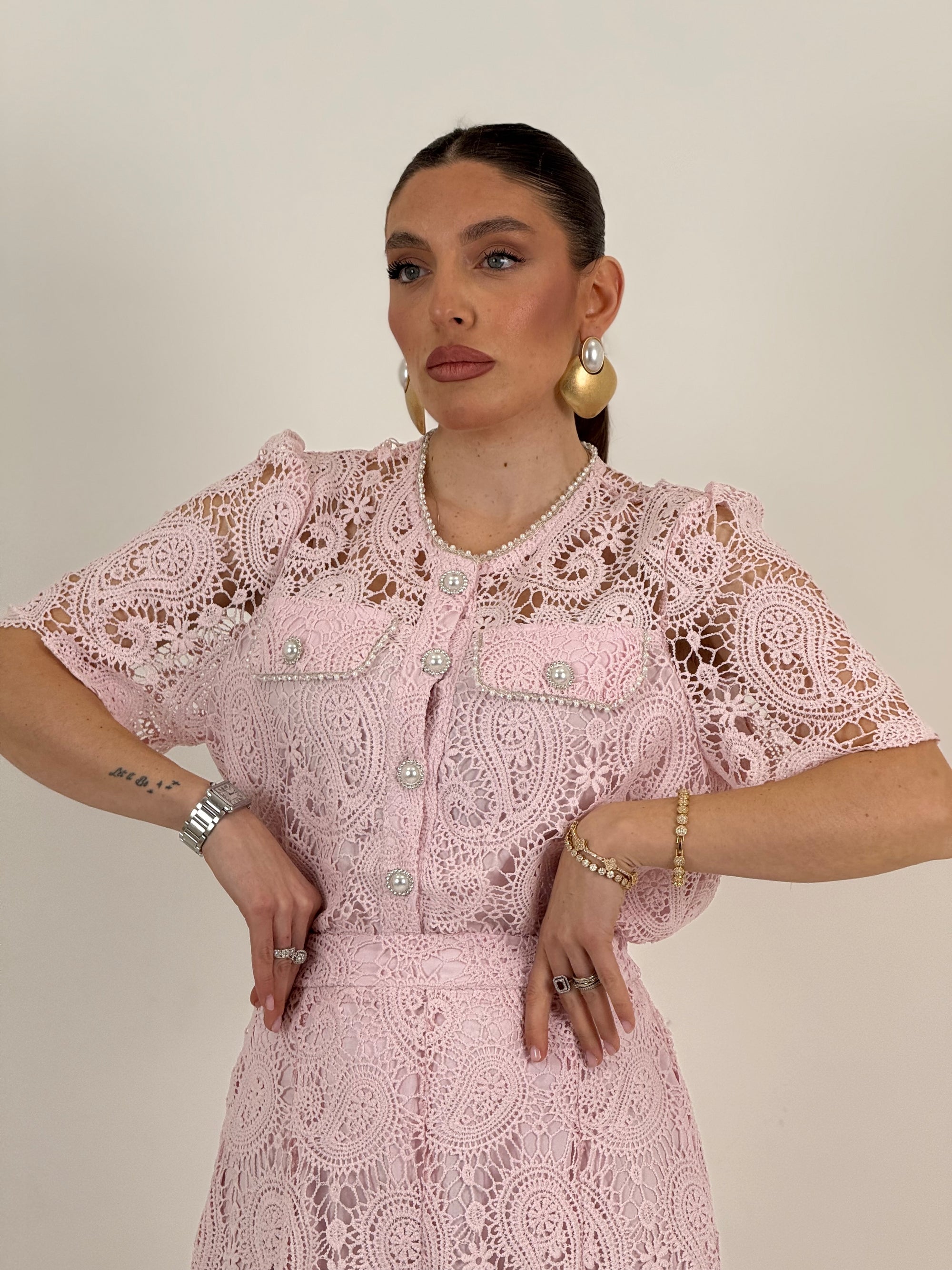 Completo FIORETTA - completo in pizzo composto da camicia e gonna lunga - collezione chic