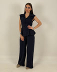 Cordset CARLETTA - completo giacca a giromanica e pantalone gessato