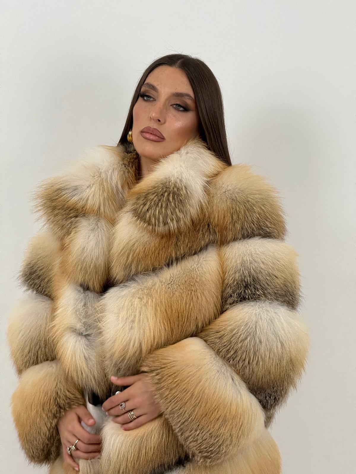 Pelliccia lunga in volpe golden N03 - inserto raro - pelle intera - 5 pelli intere - Limited Edition