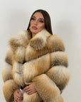 Pelliccia lunga in volpe golden N03 - inserto raro - pelle intera - 5 pelli intere - Limited Edition