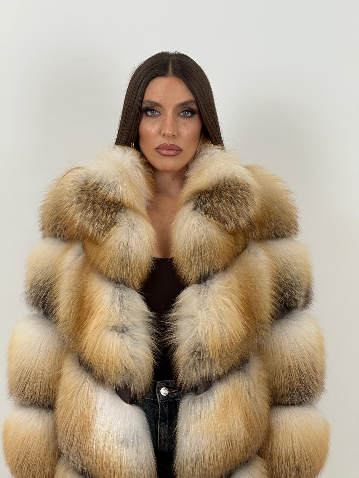Pelliccia lunga in volpe golden N03 - inserto raro - pelle intera - 5 pelli intere - Limited Edition