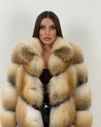 Pelliccia lunga in volpe golden N03 - inserto raro - pelle intera - 5 pelli intere - Limited Edition