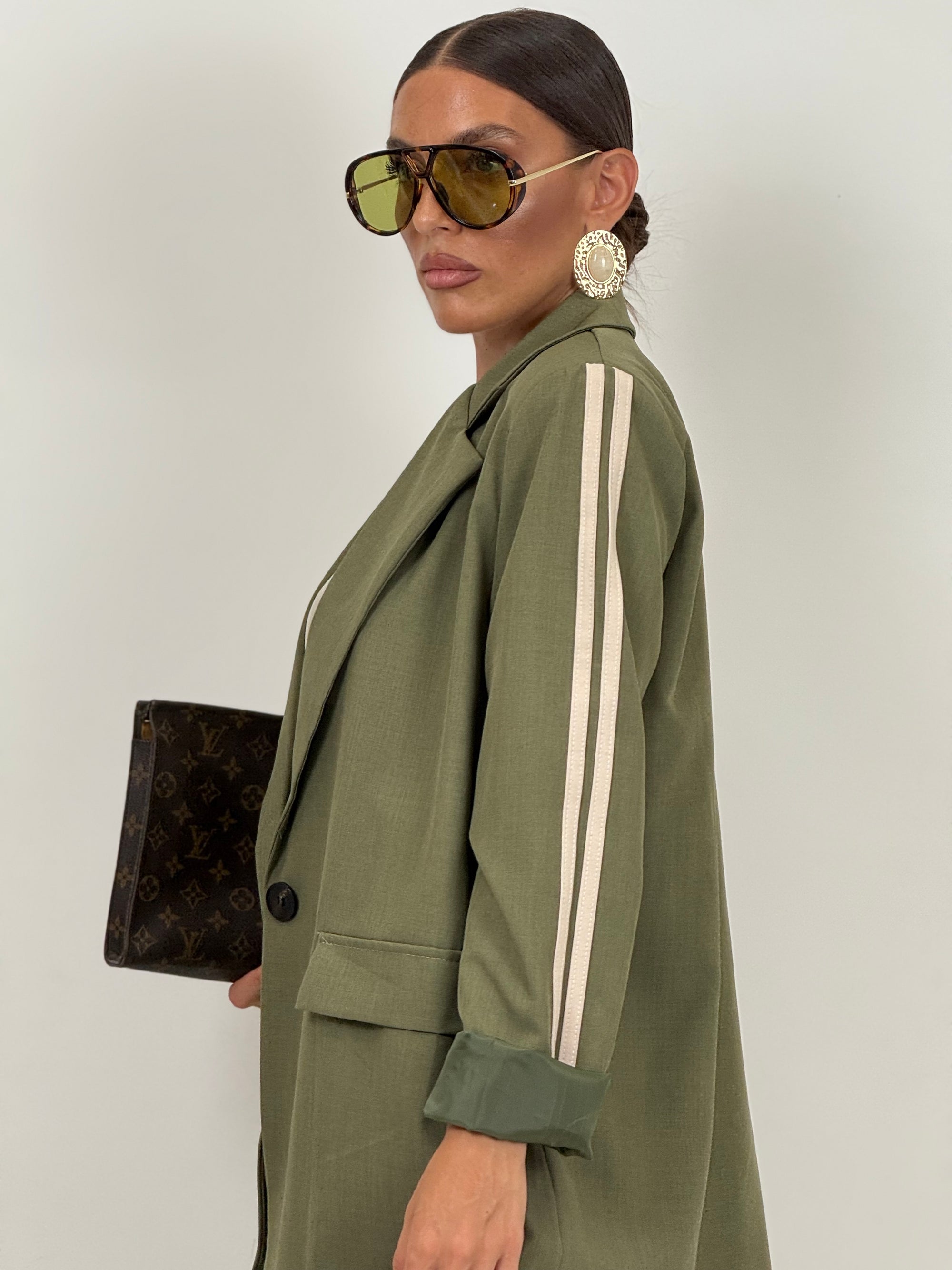 Tailleur BARCELLONA - giacca over con pantalone palazzo con riga laterale