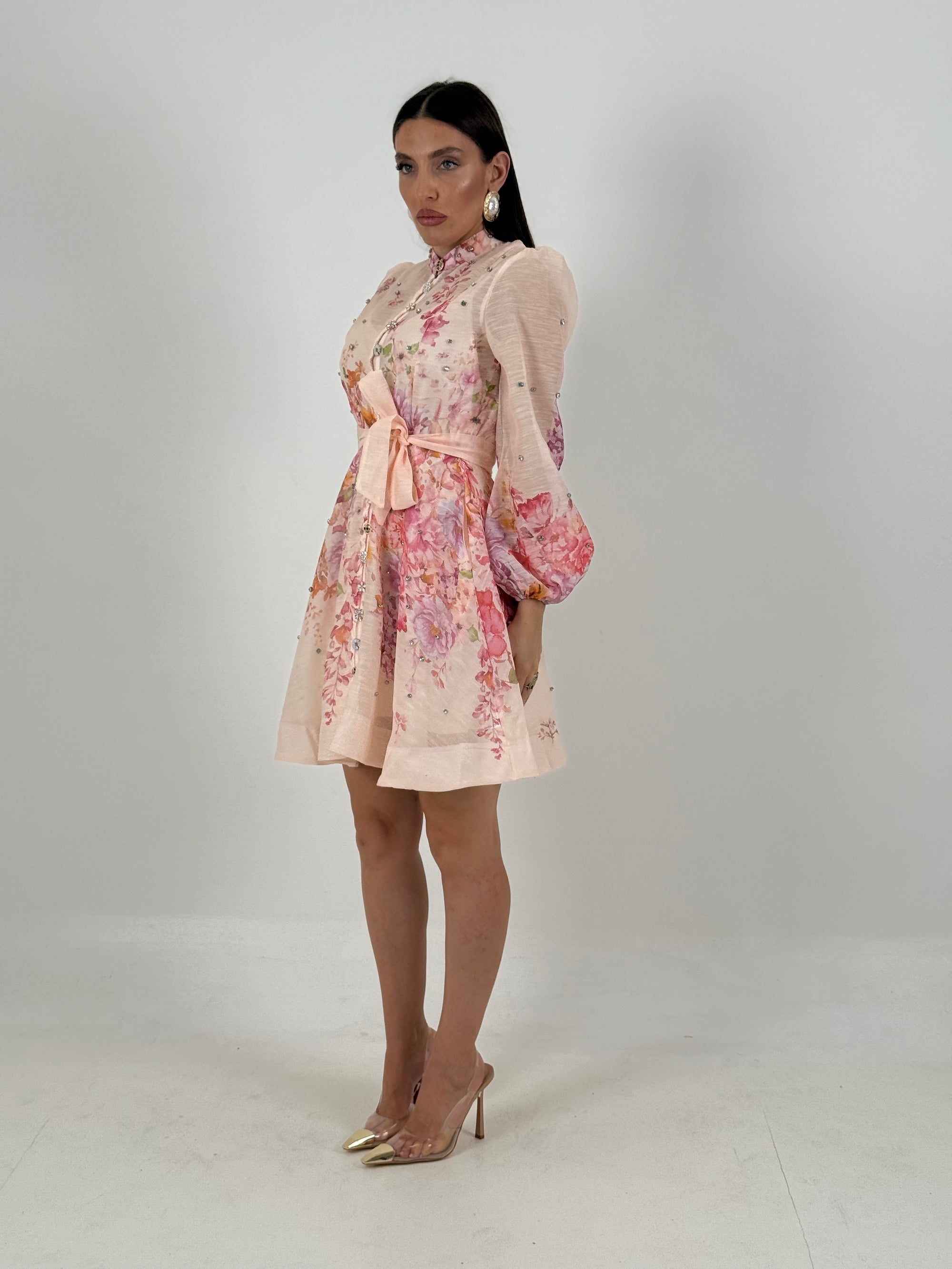 Abito TOSCANA - abito corto fantasia a fiori - abito collezione chic