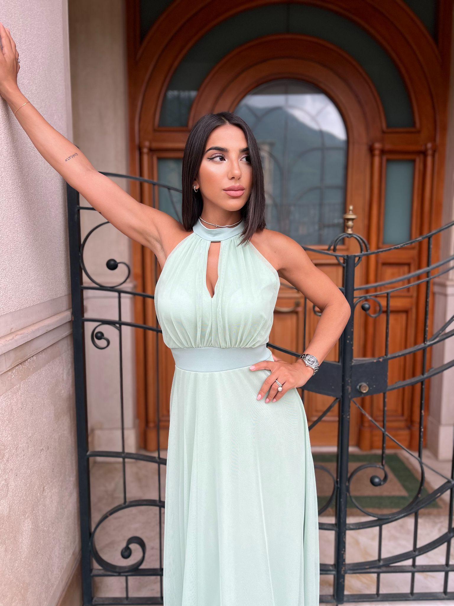 Abito MONICA - Abito lungo scollo all'americana - ABITI CERIMONIA 2024 - Jiumir