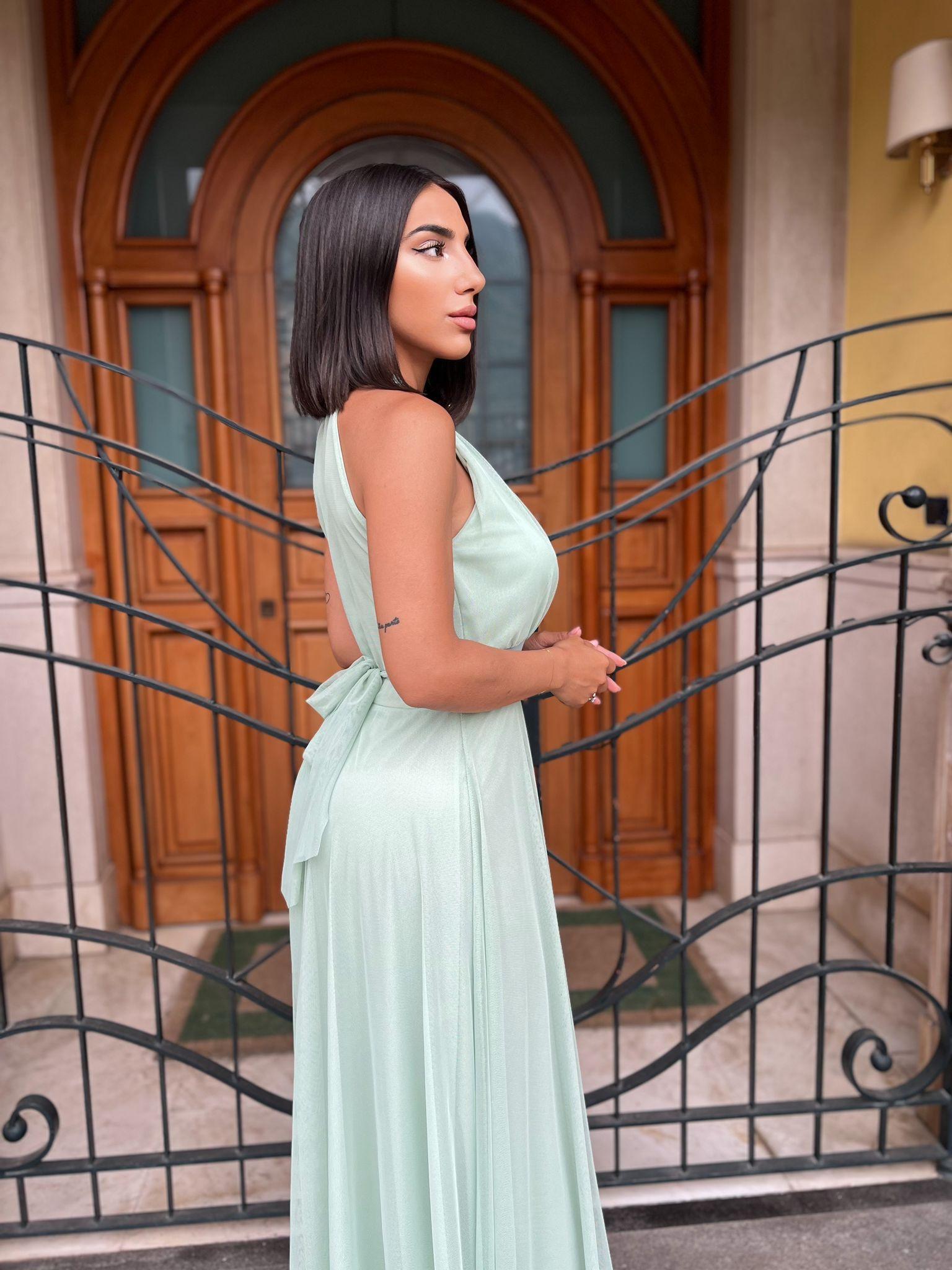 Abito MONICA - Abito lungo scollo all'americana - ABITI CERIMONIA 2024 - Jiumir