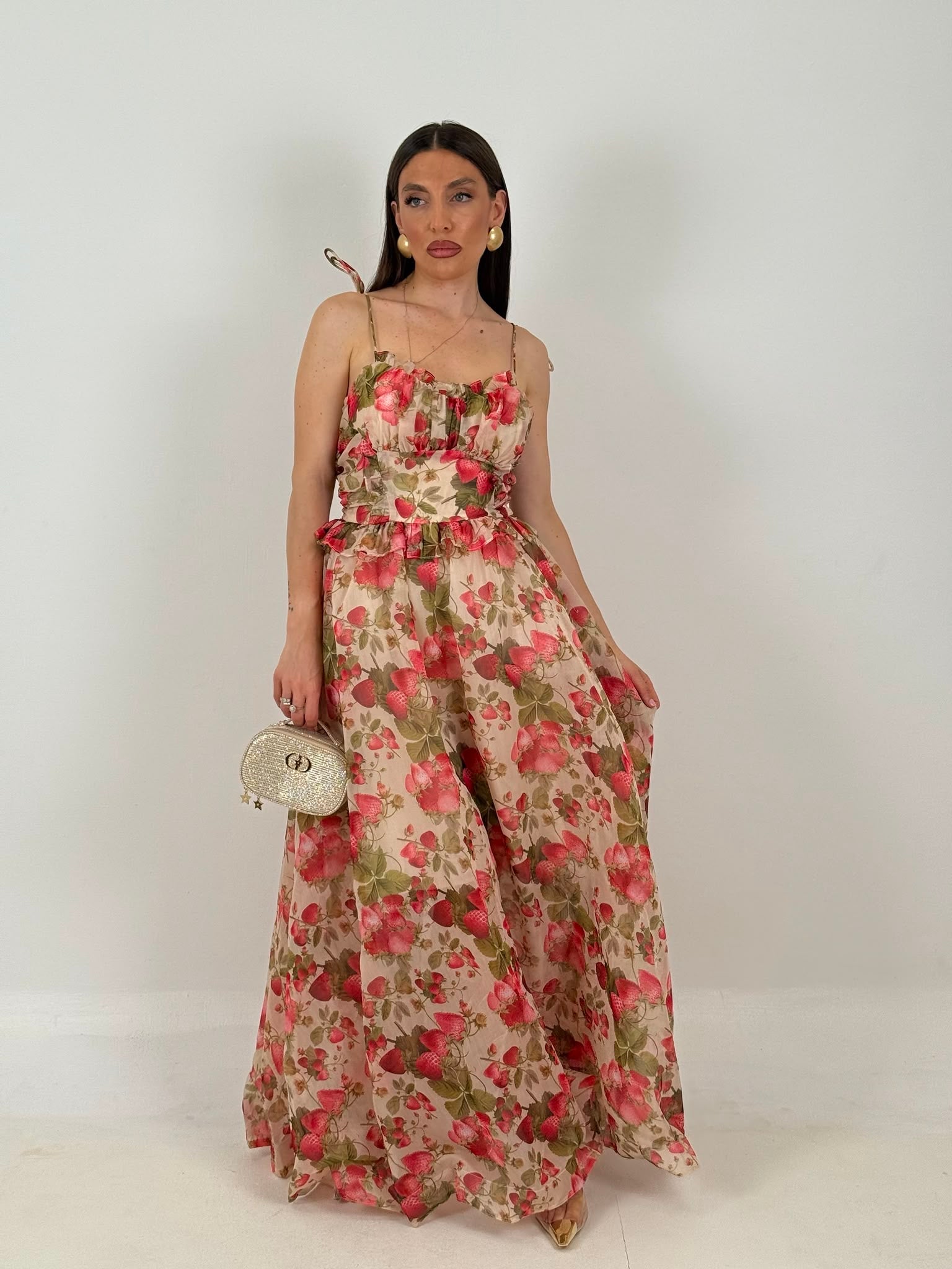 Abito FRAGOLINA - abito lungo fantasia fragole COLLEZIONE CHIC