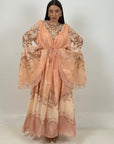 Abito duchessa - abito lungo in chiffon dai colori pesca e bronzo - collezione chic