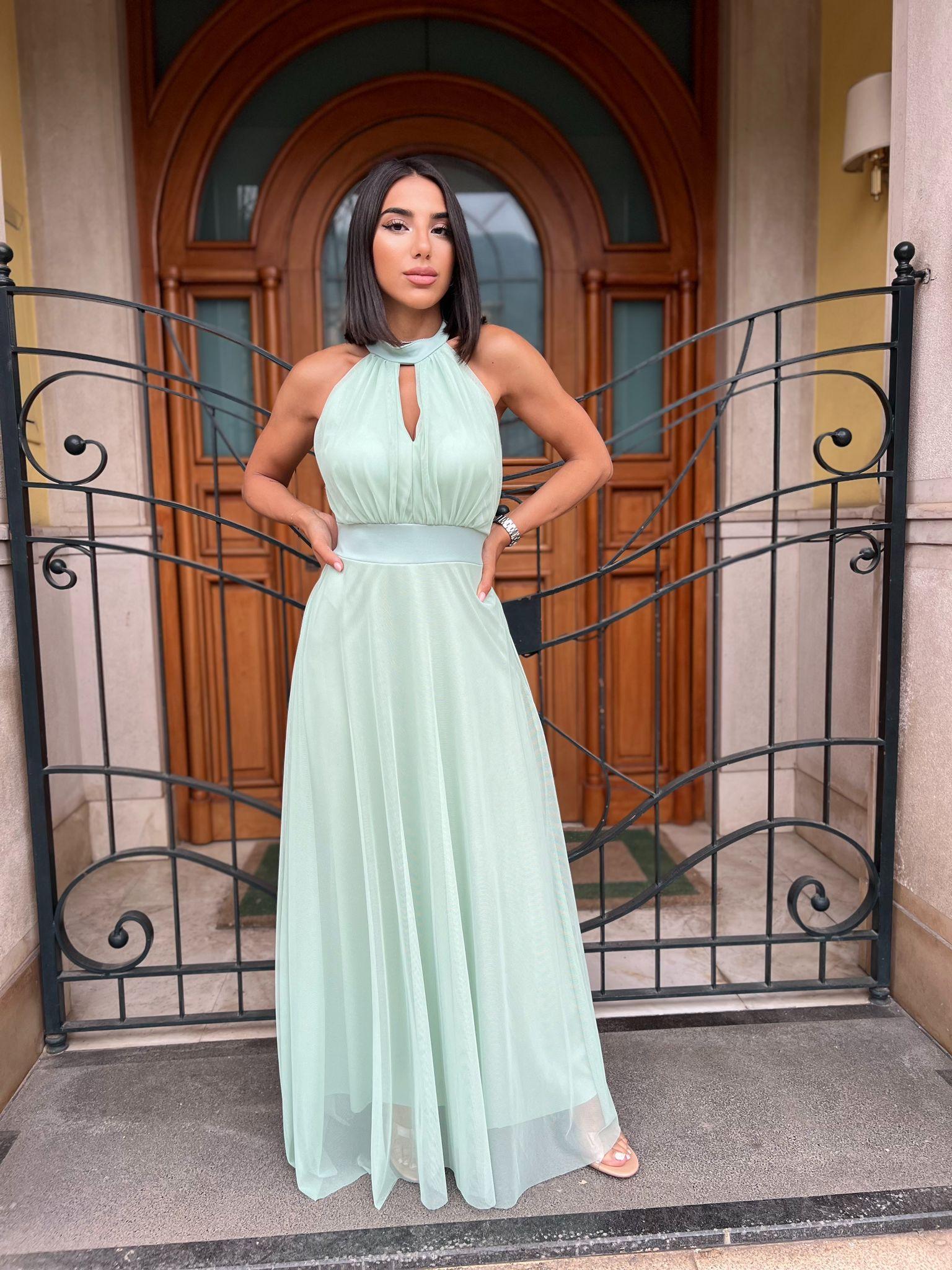 Abito MONICA - Abito lungo scollo all'americana - ABITI CERIMONIA 2024 - Jiumir