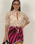 Gonna pareo riga fucsia