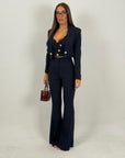 SALDO Tailleur VIOLANTE - Tailleur sartoriale 3 pezzi panciotto giacca corta e pantalone effetto guaina a zampa