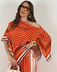 COMPLETO RIGAS - mantella e pantaloni palazzo effetto seta fantasia righe e pois