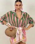 Camicia verde&rosa