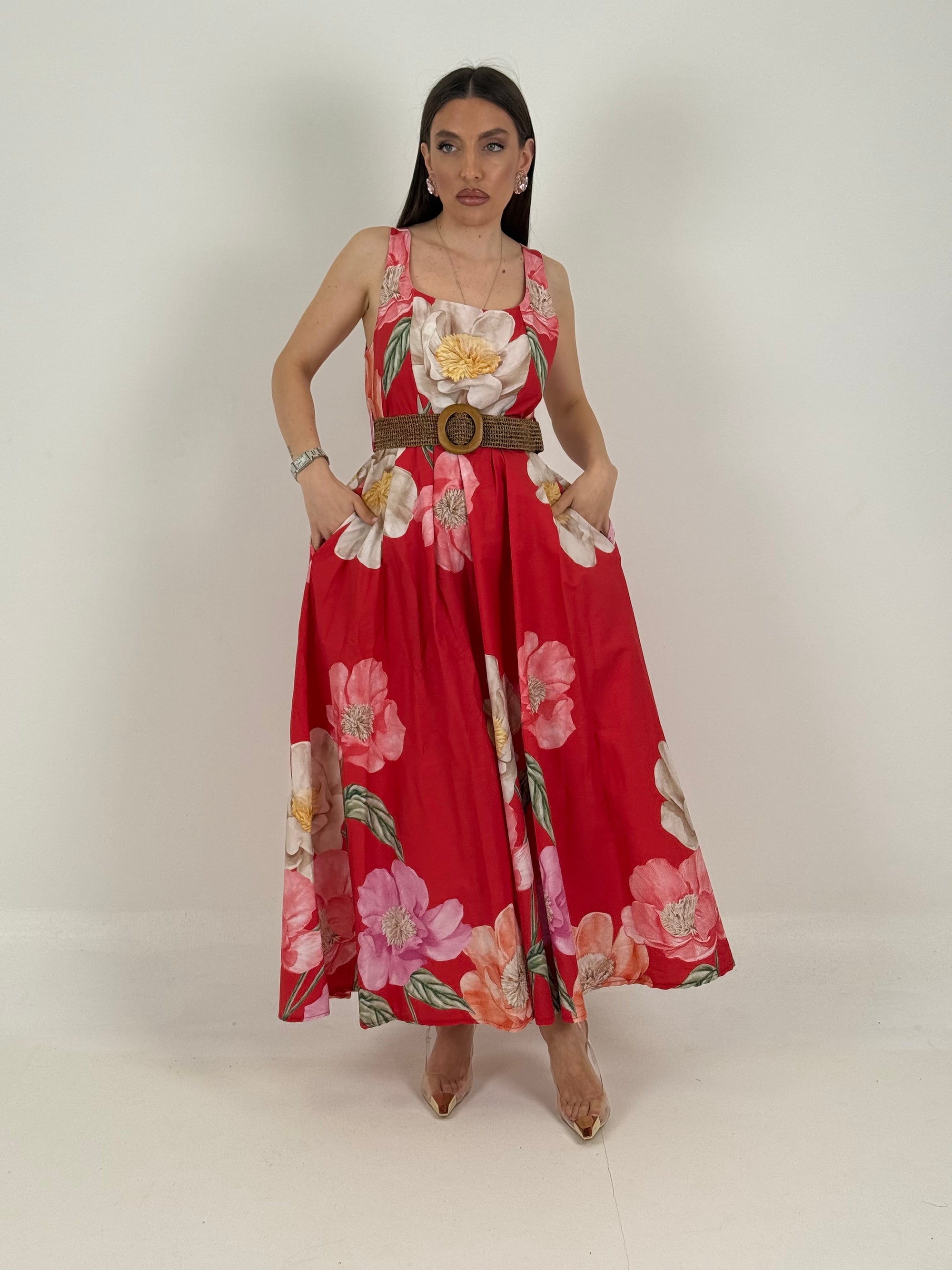 Abito follow - abito longuette in cotone fantasia fiori - collezione chic