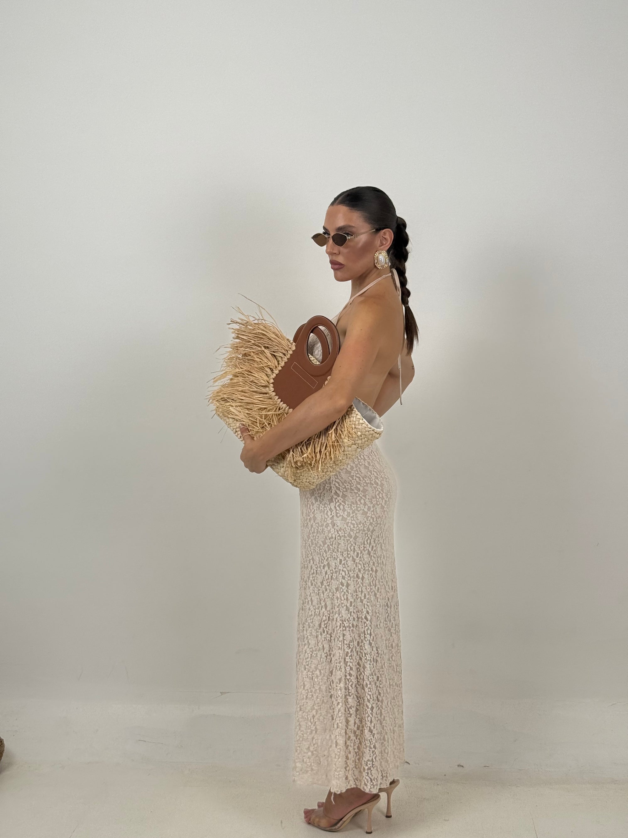 Abito good vibes - abito lungo in pizzo con scollo all americana