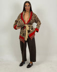 Cardigan modello accappatoio Leopard Red