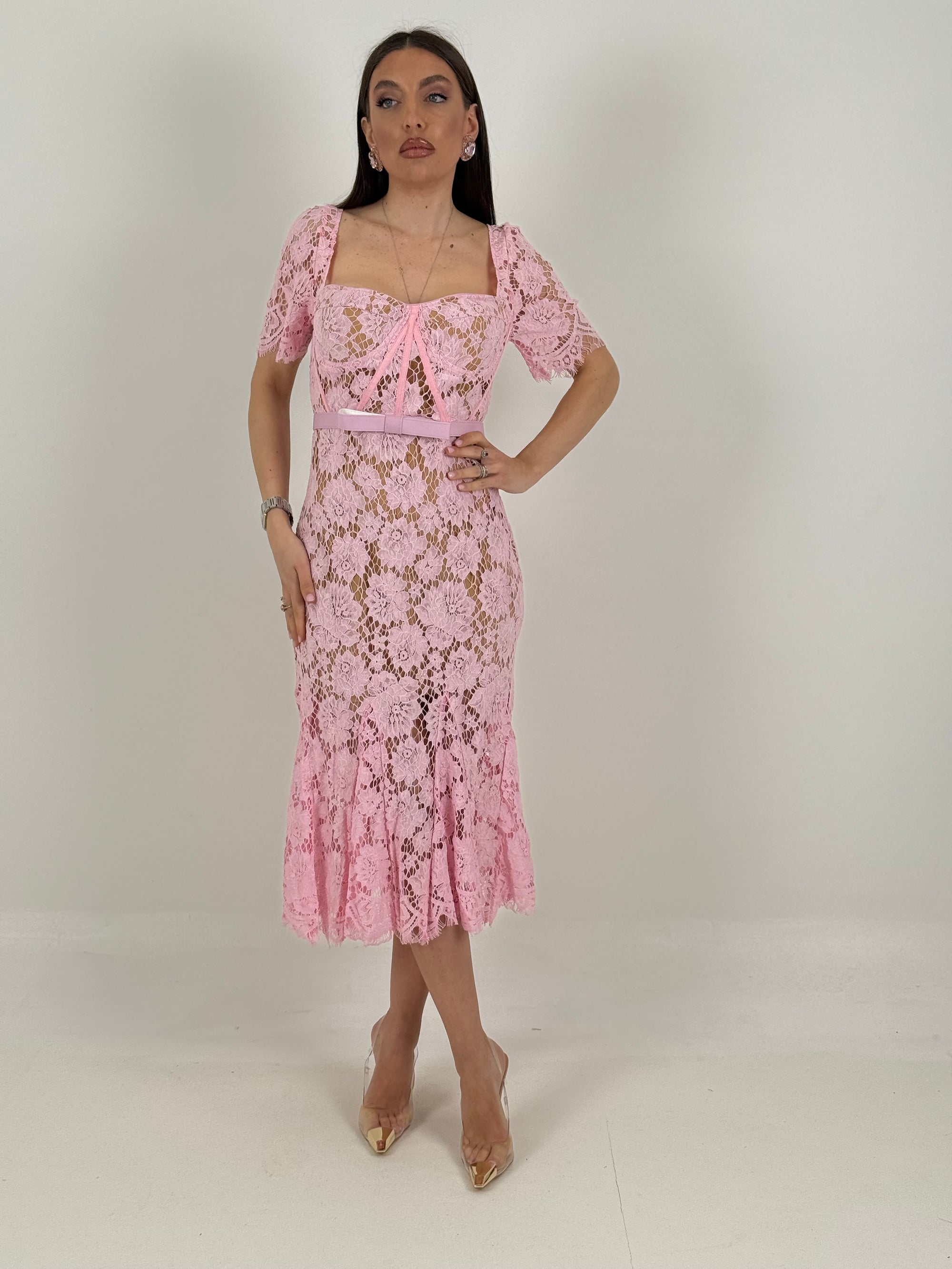 Abito AURI - abito longuette in pizzo con coppa preformata - collezione chic