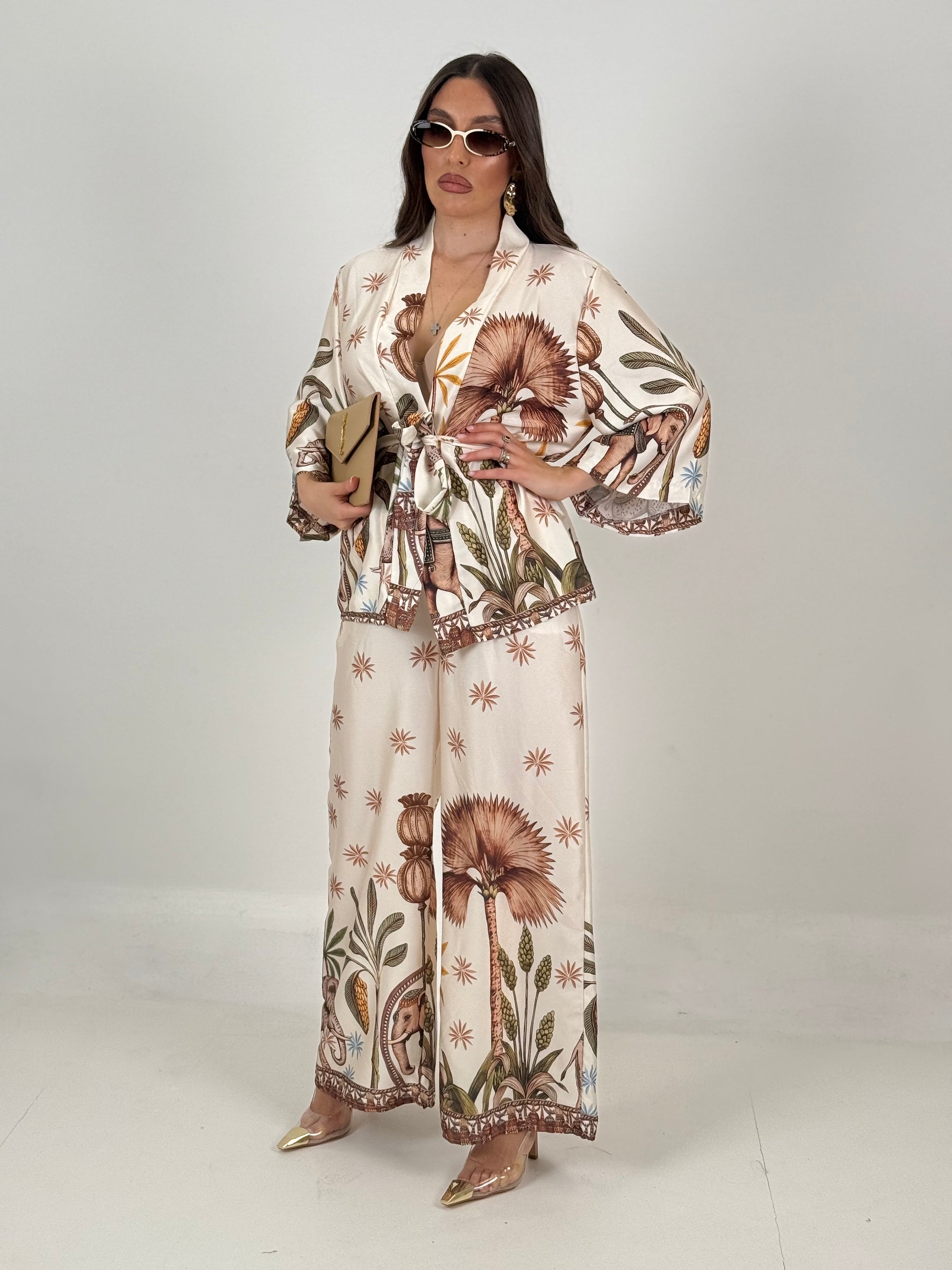 Tailleur kimono CIRCUS - io a casa dell’hockey Monaco e pantalone, palazzo effetto seta