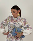 Abito BOLKAN - abito corto, fantasia fiori con Cintura nel punto vita - collezione chic