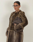 Pelliccia in vero leopardo e marmotta N58 - cappotto lungo in leopardo