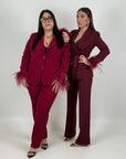 CURVY Tailleur BEATRIZ - Completo giacca con piume e pantalone