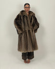Pelliccia in marmotta N55 - cappotto lungo con collo sciallato - top quality