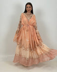 Abito duchessa - abito lungo in chiffon dai colori pesca e bronzo - collezione chic