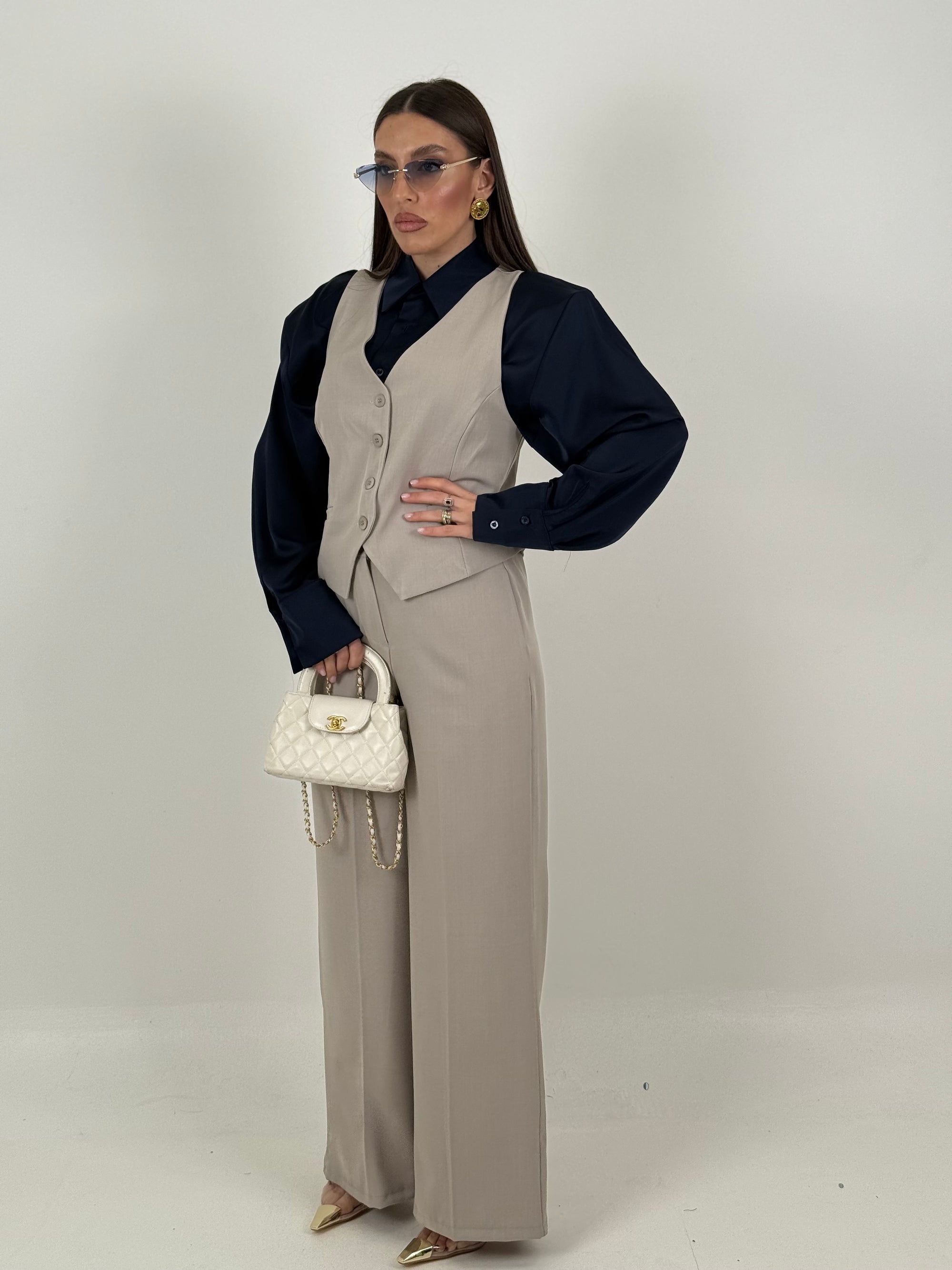 Tailleur LORETTA - Completo gilet e pantalone palazzo