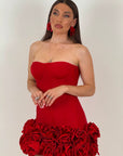 Abito ROT - abito tessuto bandage, scollo a cuore con rose sul finale della gonna COLLEZIONE CHIC