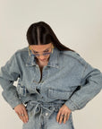 Giacca ITALIA - giacca in jeans con coulisse nel punto vita