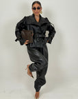 Giacca TOMS - giacca in eco pelle con cintura nel punto vita - top quality ￼