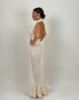 Abito PEARL - abito lungo in pizzo scollo all americana con corpetto particolare