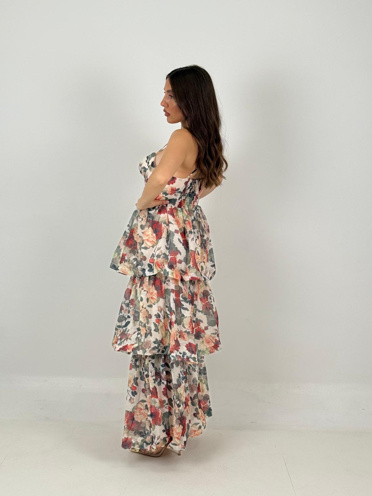 Abito LUCIA - abito lungo con balze sulla gonna fantasia a fiori COLLEZIONE CHIC