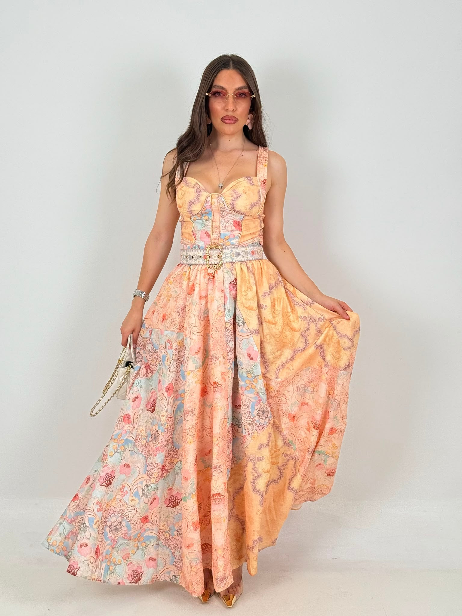Abito SORA - abito lungo a fantasia con cintura in vita COLLEZIONE CHIC