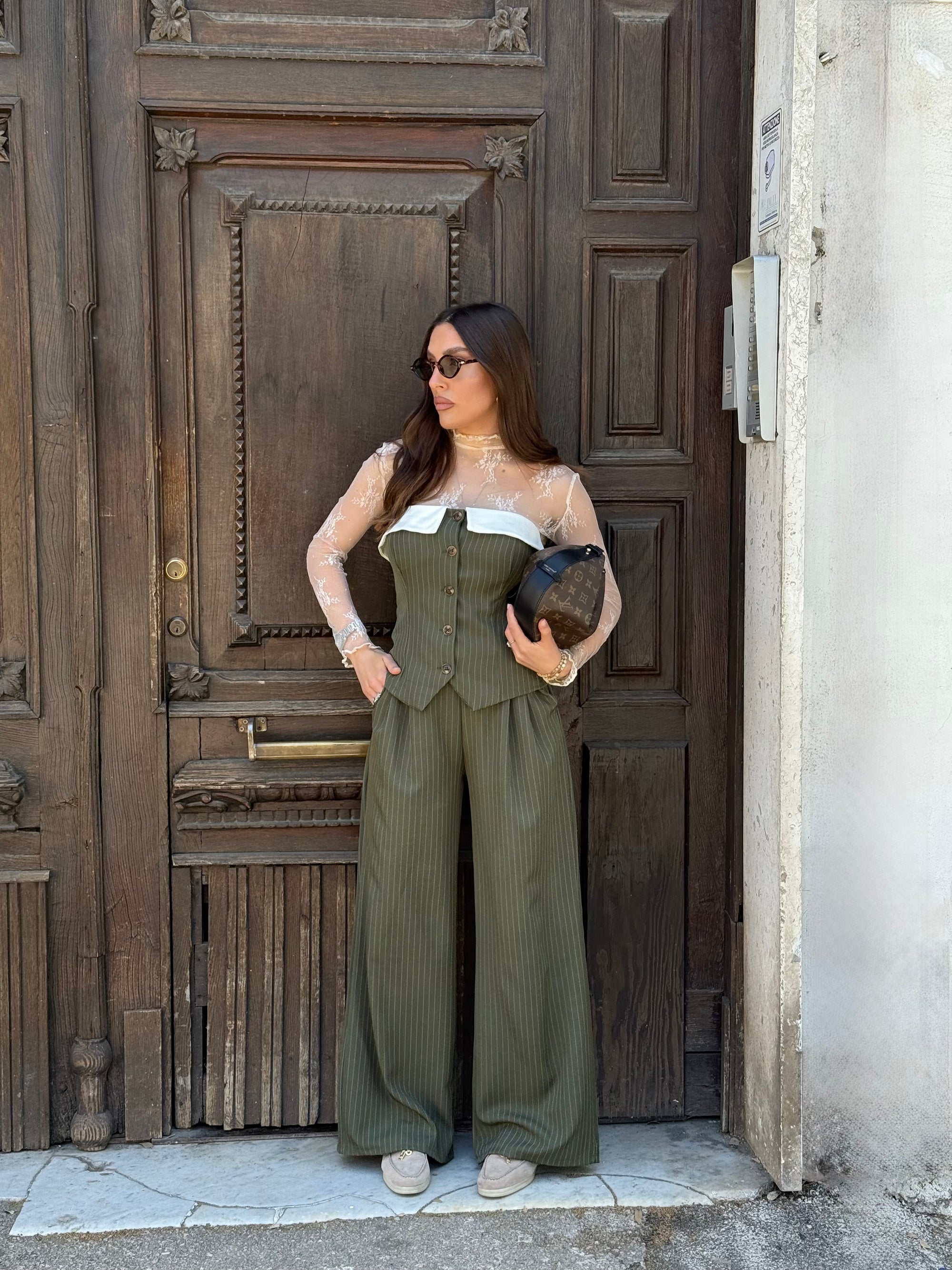 Cordset NUNZIA - completo top a fascia e pantalone palazzo - tailleur estivo