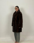 Pelliccia in visone colorazione Demi buff N40 - cappotto lungo in visone con sfumature del marrone