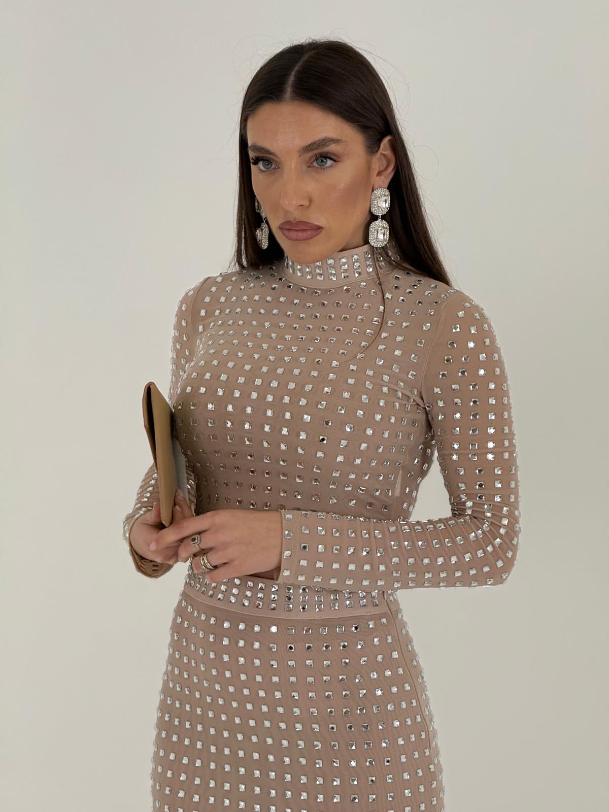 Cordset HANNA - Completo top e gonna longuette con Swarovski