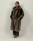 Pelliccia in marmotta N55 - cappotto lungo con collo sciallato - top quality