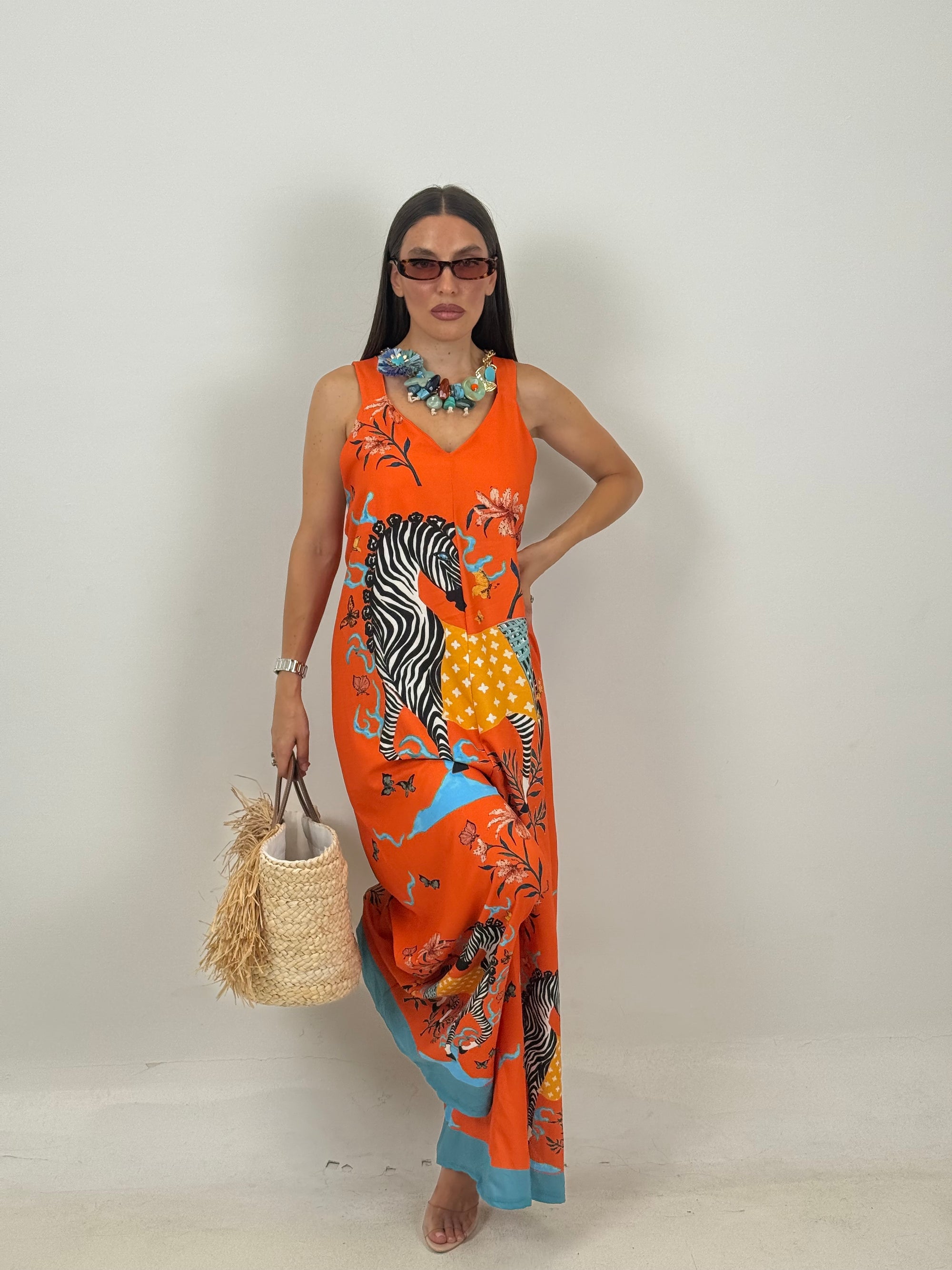 Tuta zebra orange - tuta intera fresca e comoda con stampa - collezione pareo