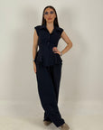 Cordset CARLETTA - completo giacca a giromanica e pantalone gessato