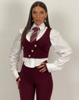 Tailleur AQUA - tailleur sartoriale 3 pezzi - gilet cotto giacca crop e pantaloni a zampa