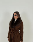 SALDO Cappotto COAT - Cappotto con collo in ecopelliccia