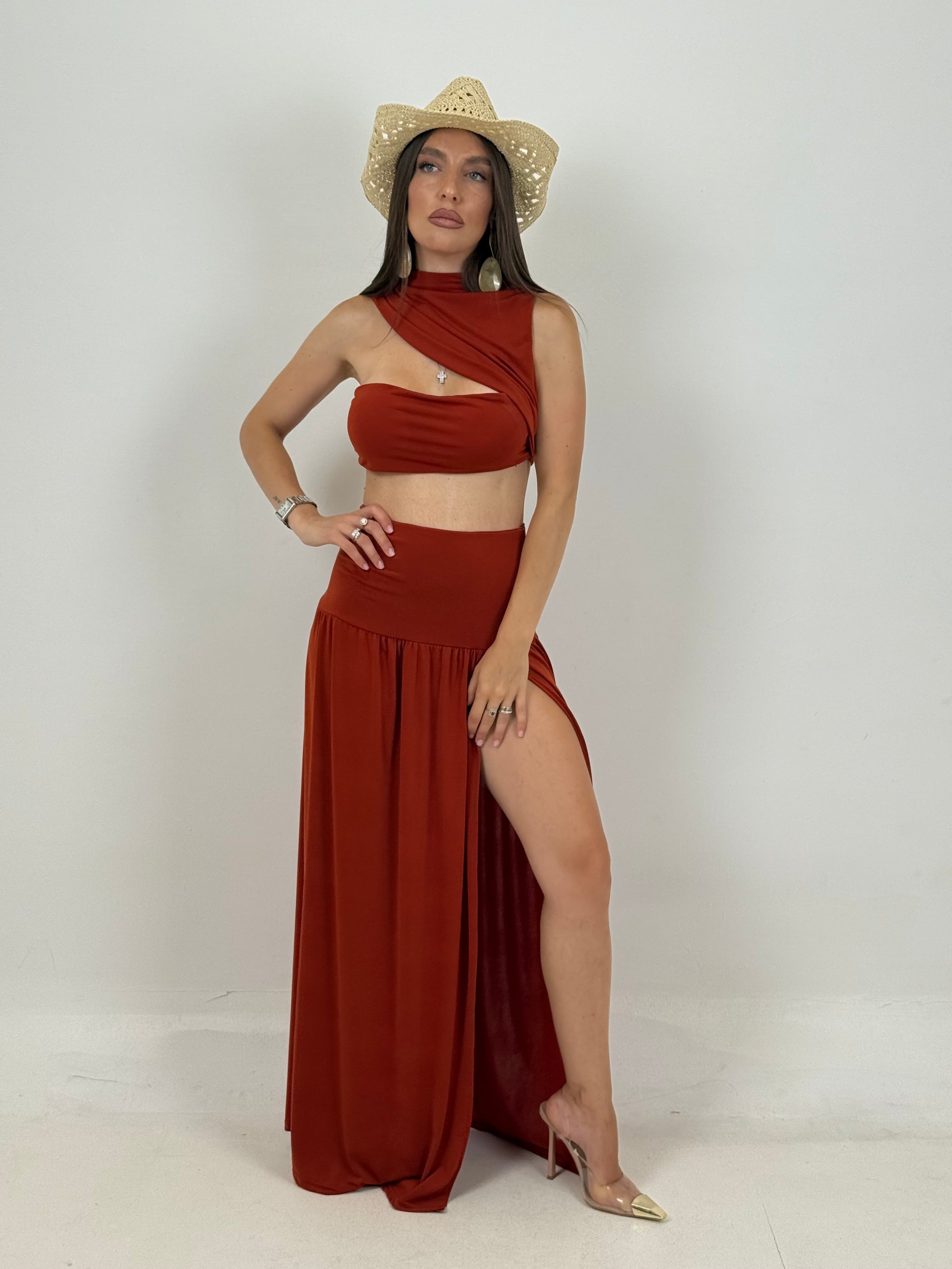 Cordset TROPEA - COMPLETO TOP E GONNA CON SPACCO